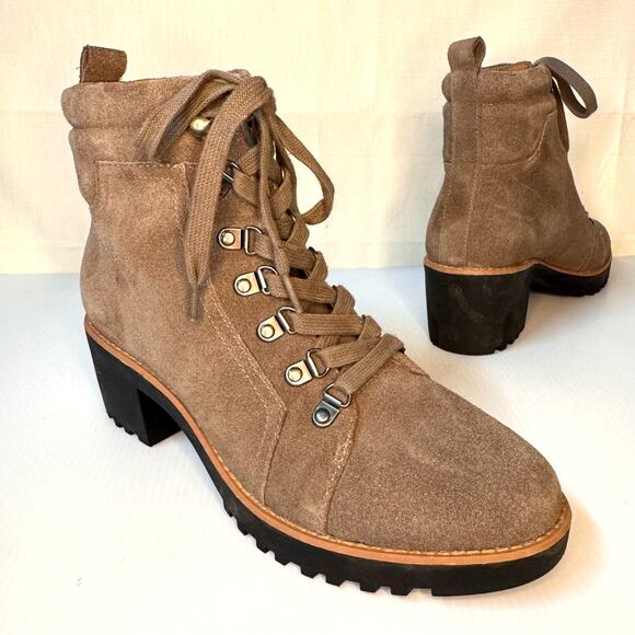 Caslon Shoes - CASLON Jadey Suede Boots Women's 8 Lace Up Taupe Gray Hiking Gorpcore Nordstrom